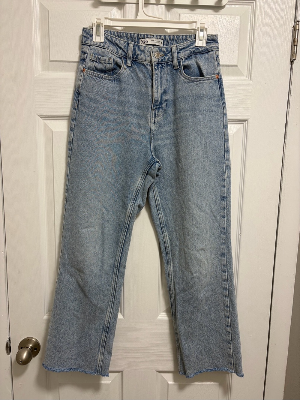 Zara Washed Light Blue Straight-Leg Jeans